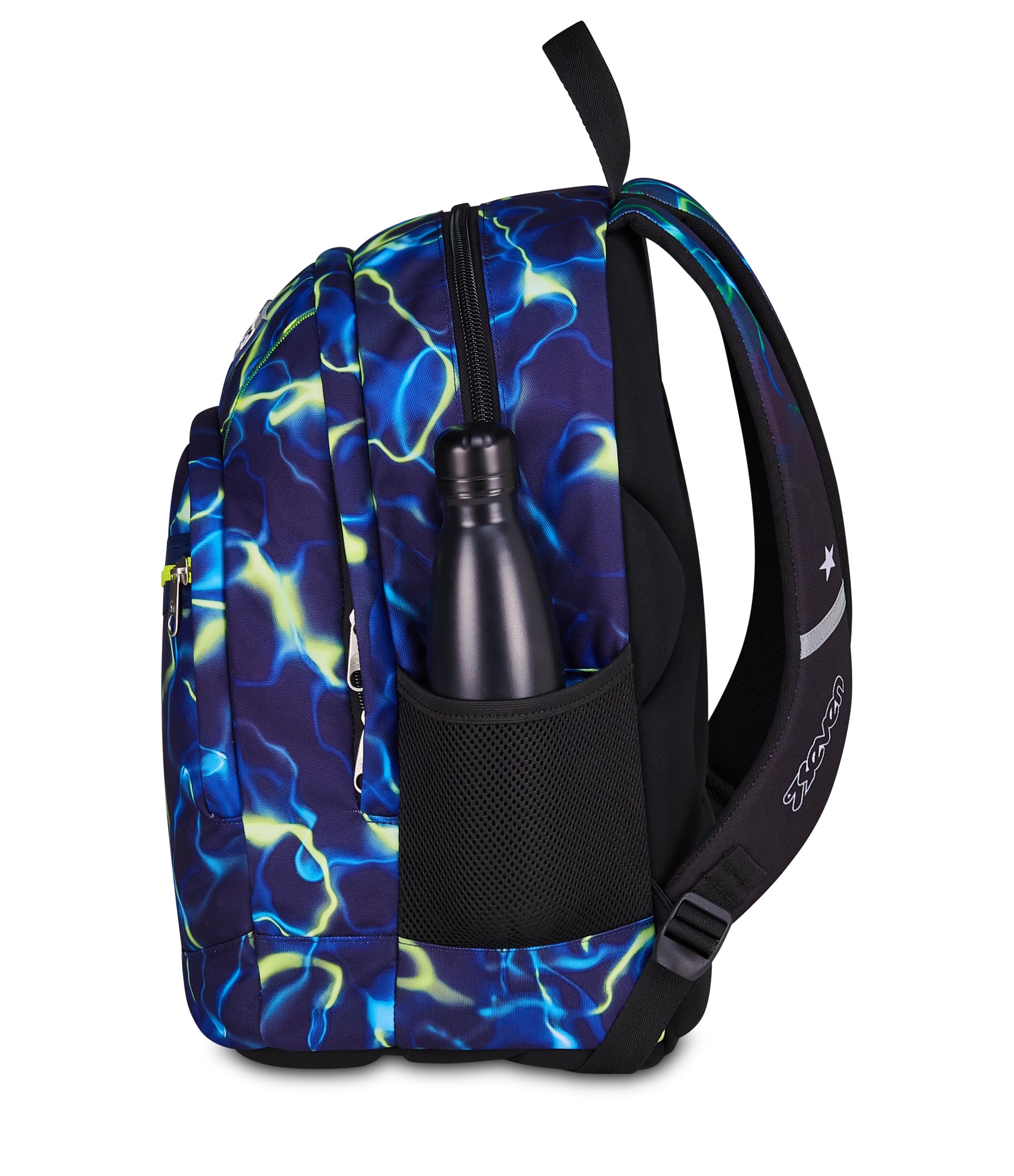 Seven Zaino Scuola Dual ELECTRICVIBE BOY, Doppio Scomparto, Blu, 32 L, Multifunzione, Tasca attrezzata, Tasca laterale porta borraccia, Scomparto porta pc, Scuola media e superiore, Bambini, Ragazzi