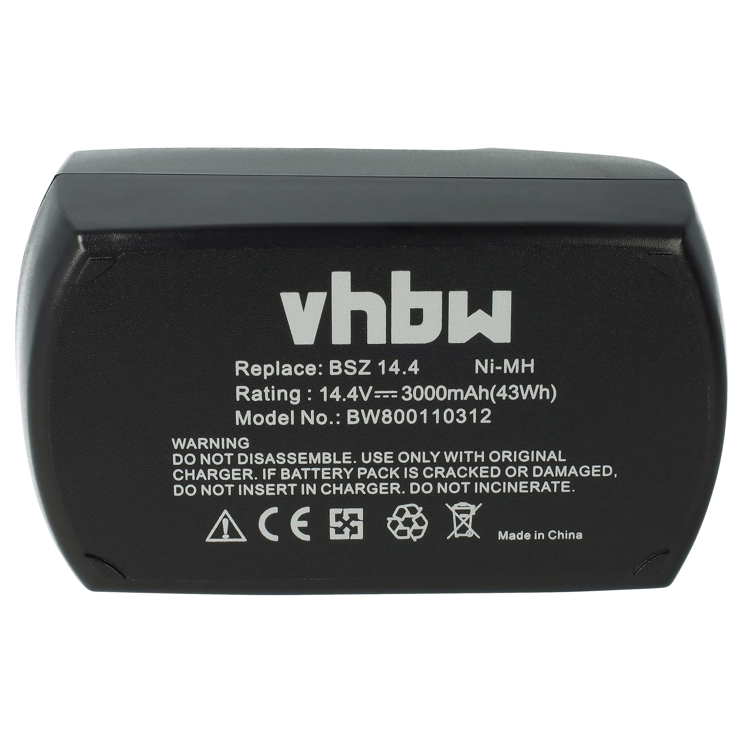 vhbw batteria sostituisce Metabo 6.25475, 6.25476, 6.25482, 6.25481, 6.25482.00 per utensile elettrico (3000 mAh, NiMH, 14,4 V)