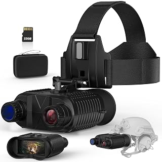 Night Vision Goggles with Head Strap, 1312FT Head-Mounted Night Vision Binoculars, Hands-Free Nightvision Goggles for Helmet, Long Rang Infrared Nightvision for Adults, 8X Digital Zoom/ 32GB SD Card