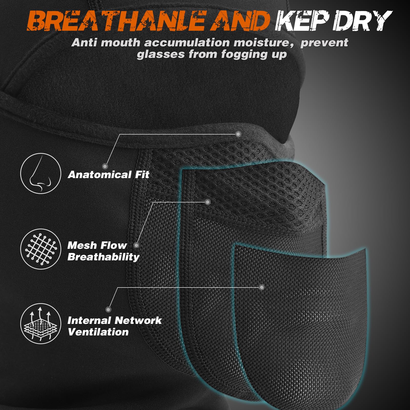 YANIKY Passamontagna Autunno Inverno Balaclava Maschera da sci per uomo e donna, antivento, calda, traspirante, per ciclismo, sci, moto, sport all'aria aperta