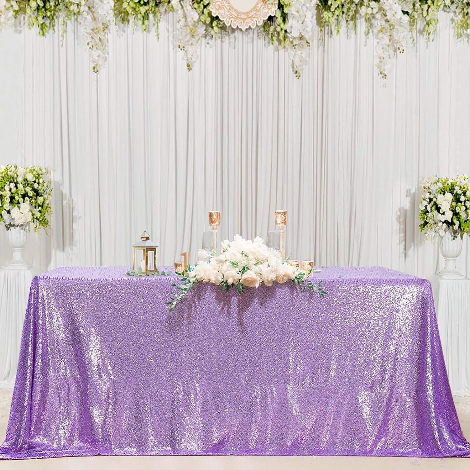 BCOOL Lavender Sequin Tablecloth Lilac Wedding Party