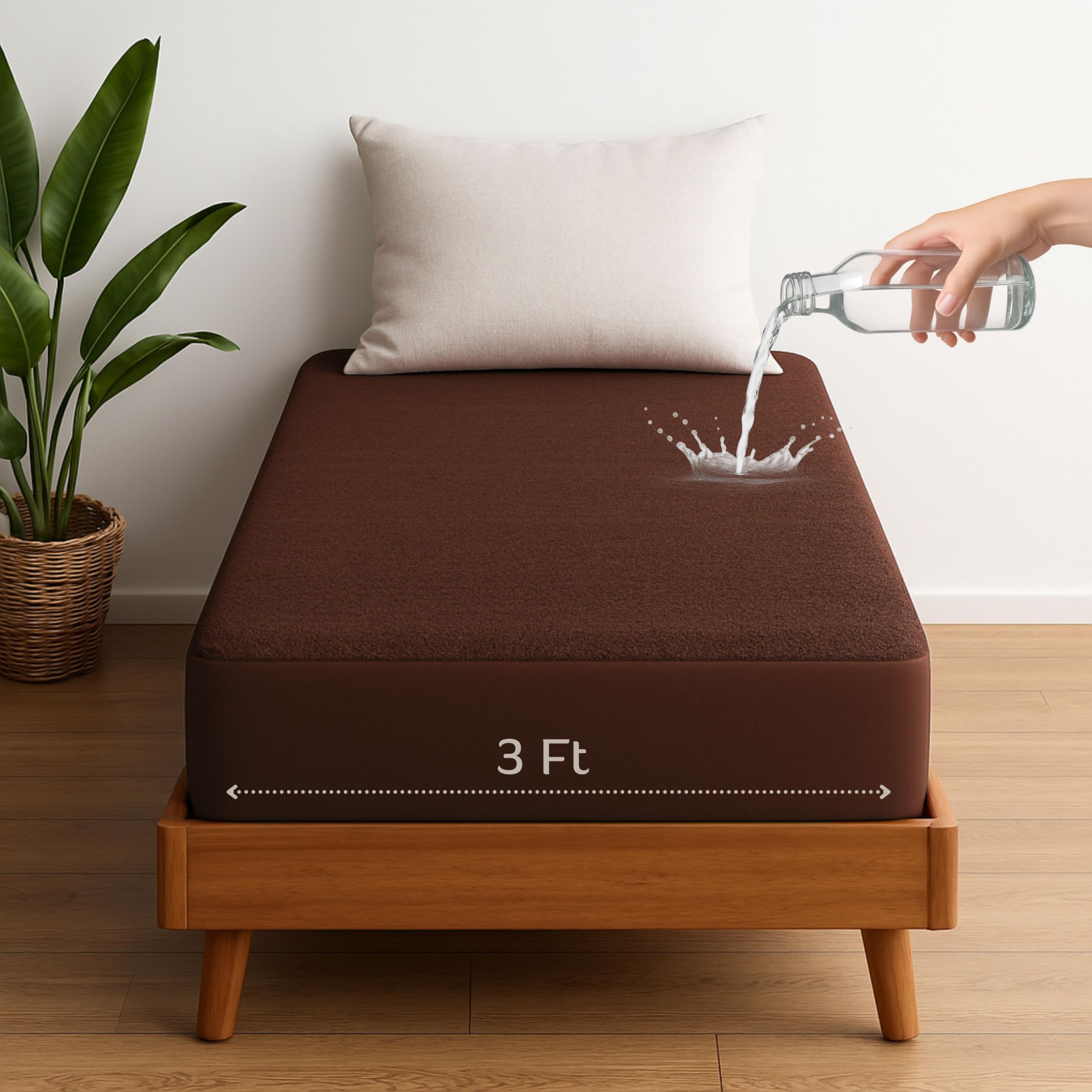 Vastrora 100% Waterproof Mattress Protector Single Bed 3x6 Ft | 36x72 Inch | Pee & Urine Proof Mattress Cover | Elastic All-Around | Terry Cotton Fitted Bed Cover | Noiseless, Breathable Bed Protector