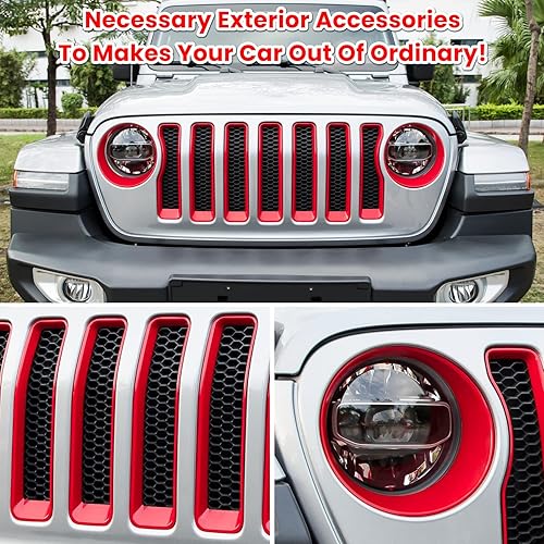 Miniatura 3 de Insertos de malla para rejilla delantera y cubierta de faros delanteros para Jeep Wrangler JL JLU Unlimited Sport & Sport S 2018-2023, accesorios