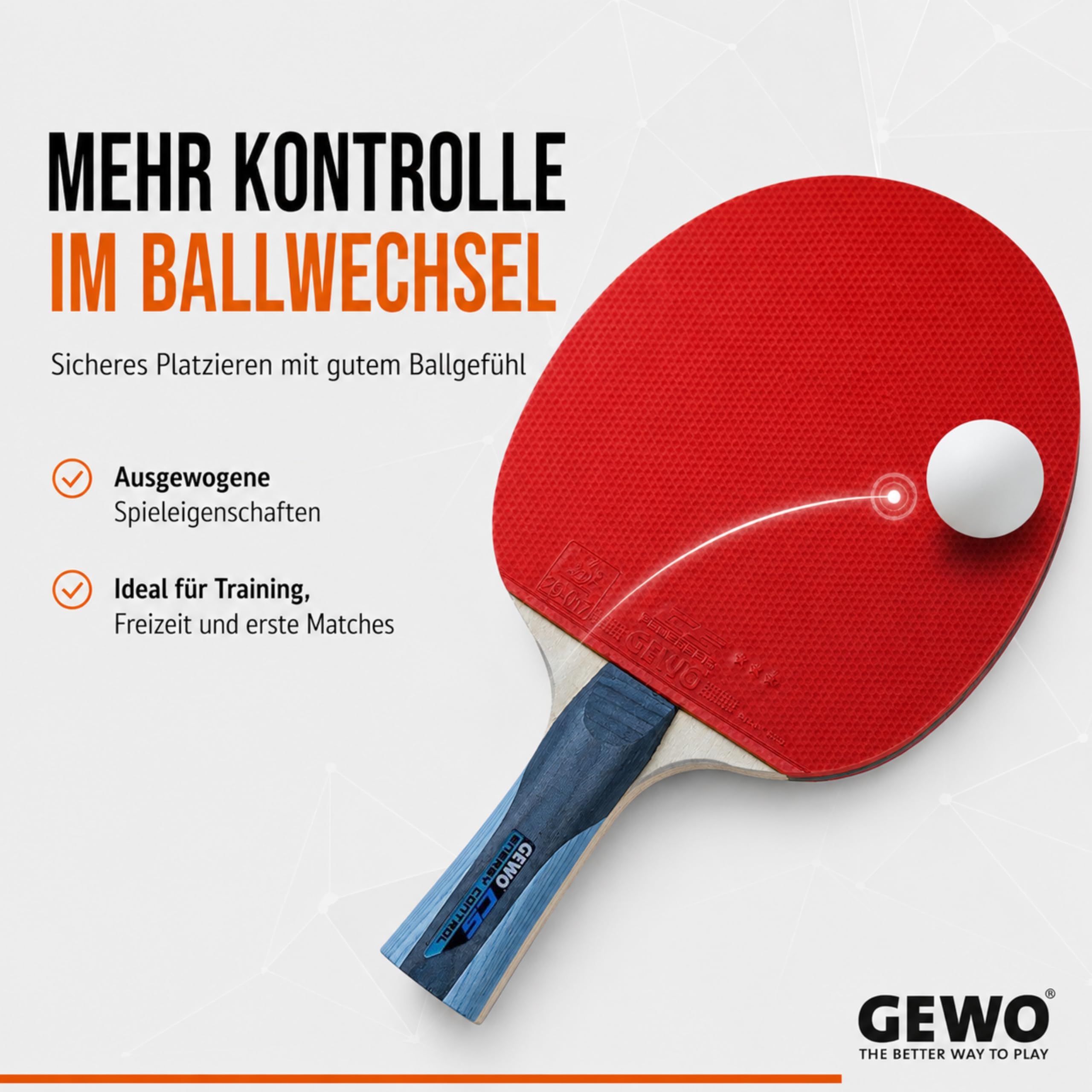 GEWO CS Energy Control - Racchetta da ping pong concava, sviluppata da Christian Süß