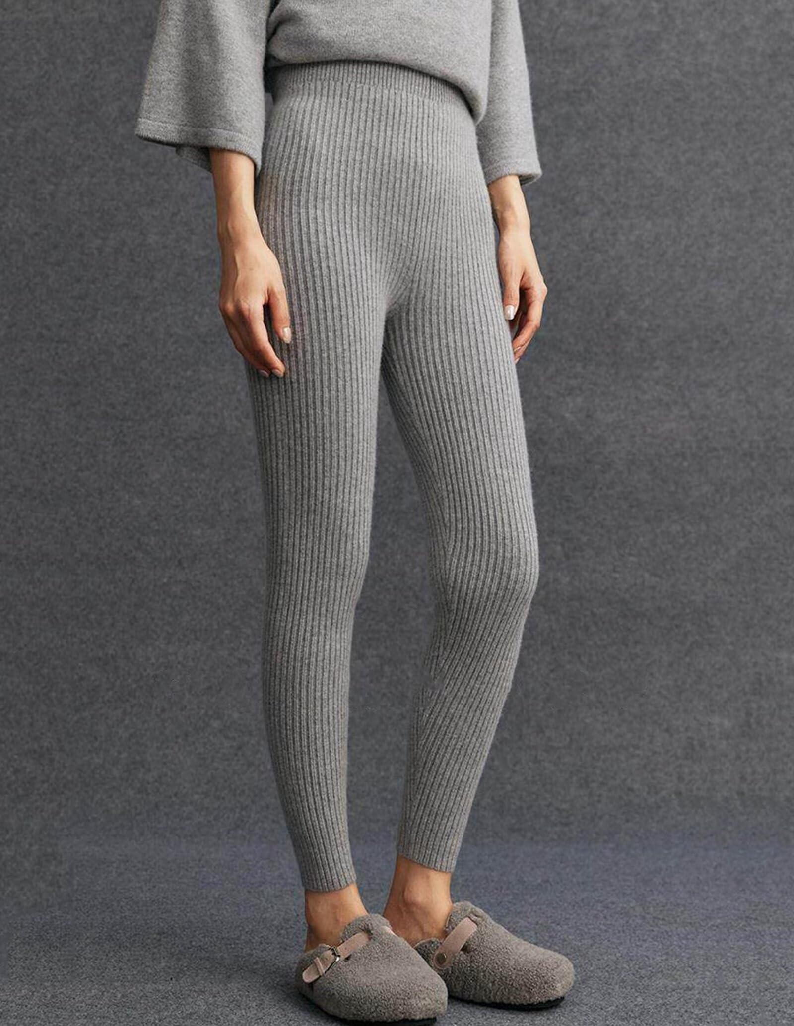 HNVAVQ Leggings Donna in 100% Cashmere – Vita Alta, vestibilità Slim, Ideali per Uso Outdoor Autunno Inverno