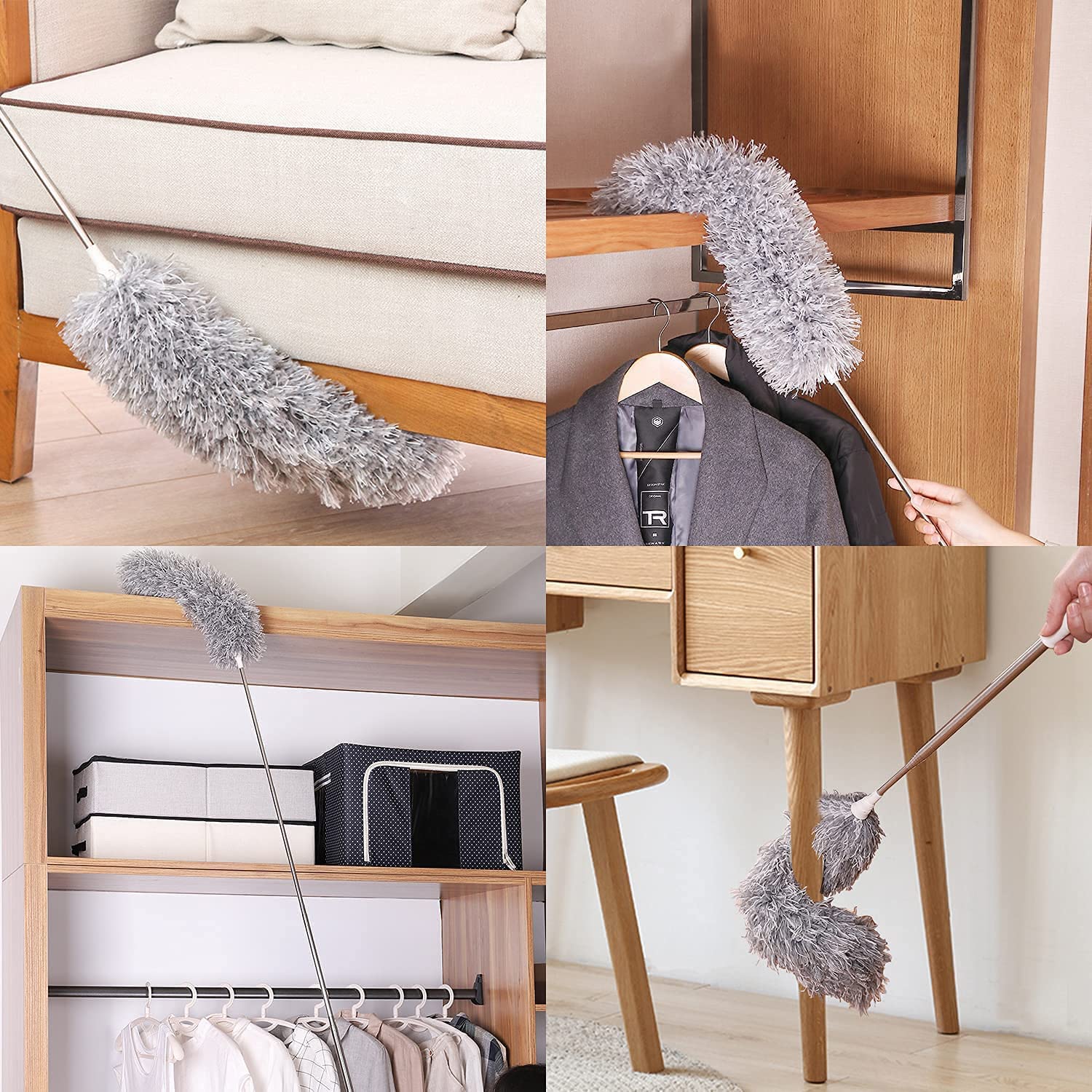 KRIVAT Microfiber Feather Ceiling Duster for Dust Cleaning Extendable Pole 30-100 Inch Anti Scratch Bendable Head Brush for Cleaning High Cobweb Stick high Ceiling Fan (Ceiling Duster 100 inch) 1