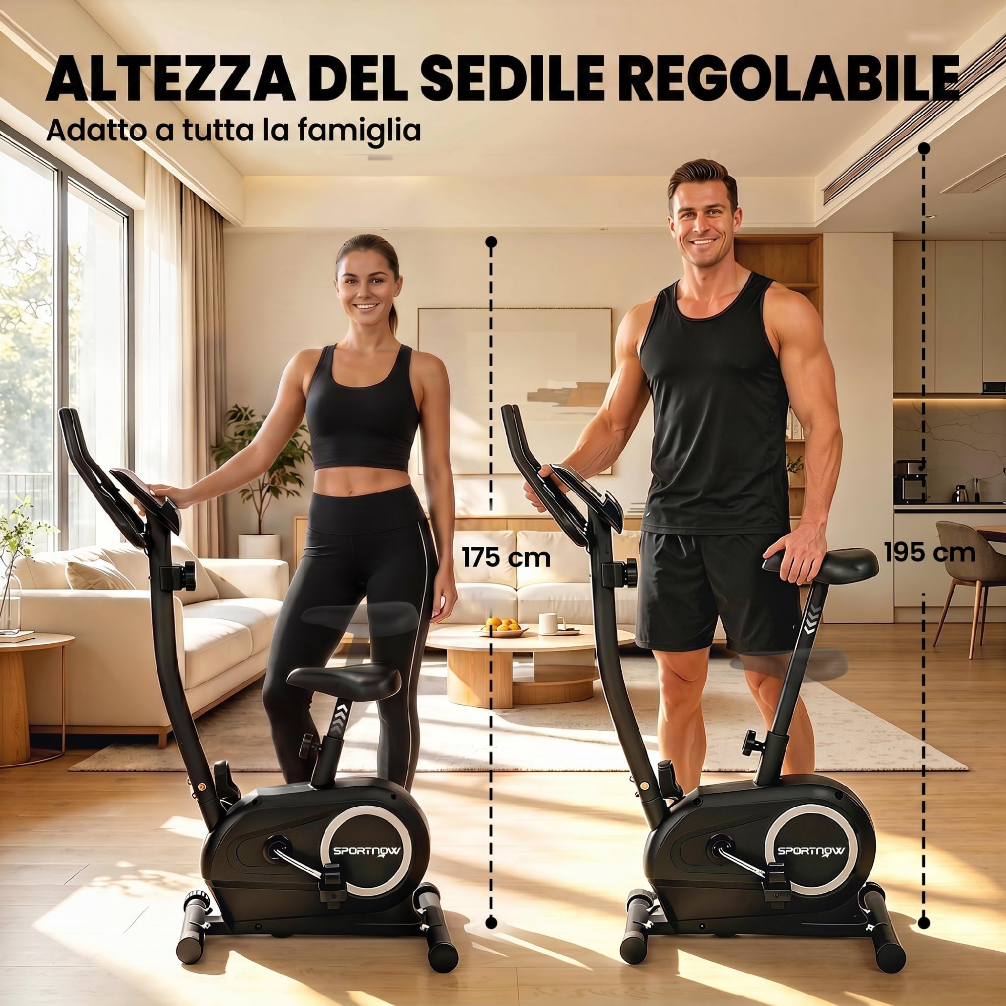 SPORTNOW Cyclette da Casa con 8 Livelli di Resistenza Magnetica, Cyclette da Camera con Bluetooth App, Sedile Regolabile, Schermo LCD, Sensore Cardiaca, Portatelefono, Bici da Casa Allenamento Fitness