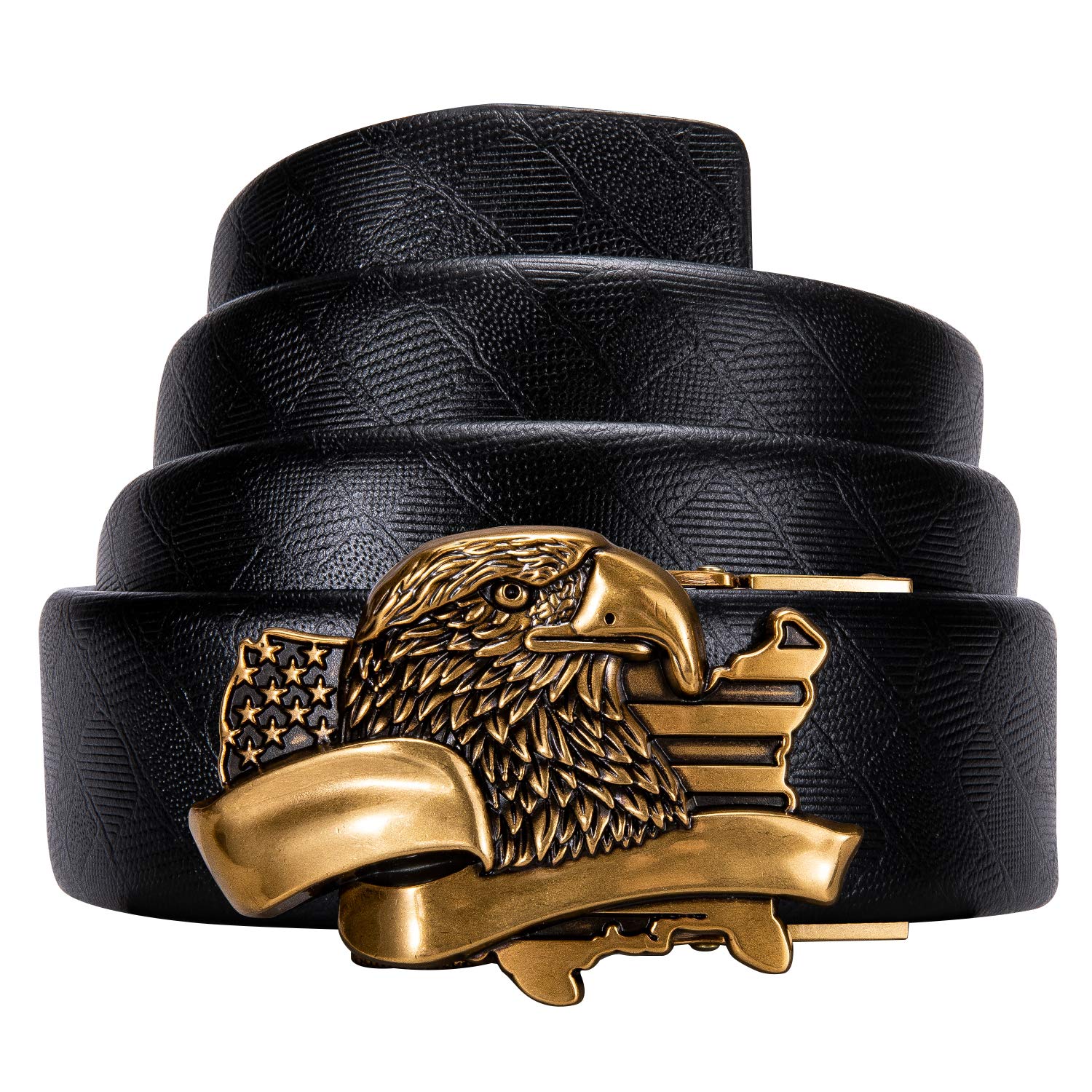 YOHOWARatchet Belt for Men Genuine Leather 1 3/8 Sliding Designer Automatic Click Buckle Adjustable Replacement Wedding