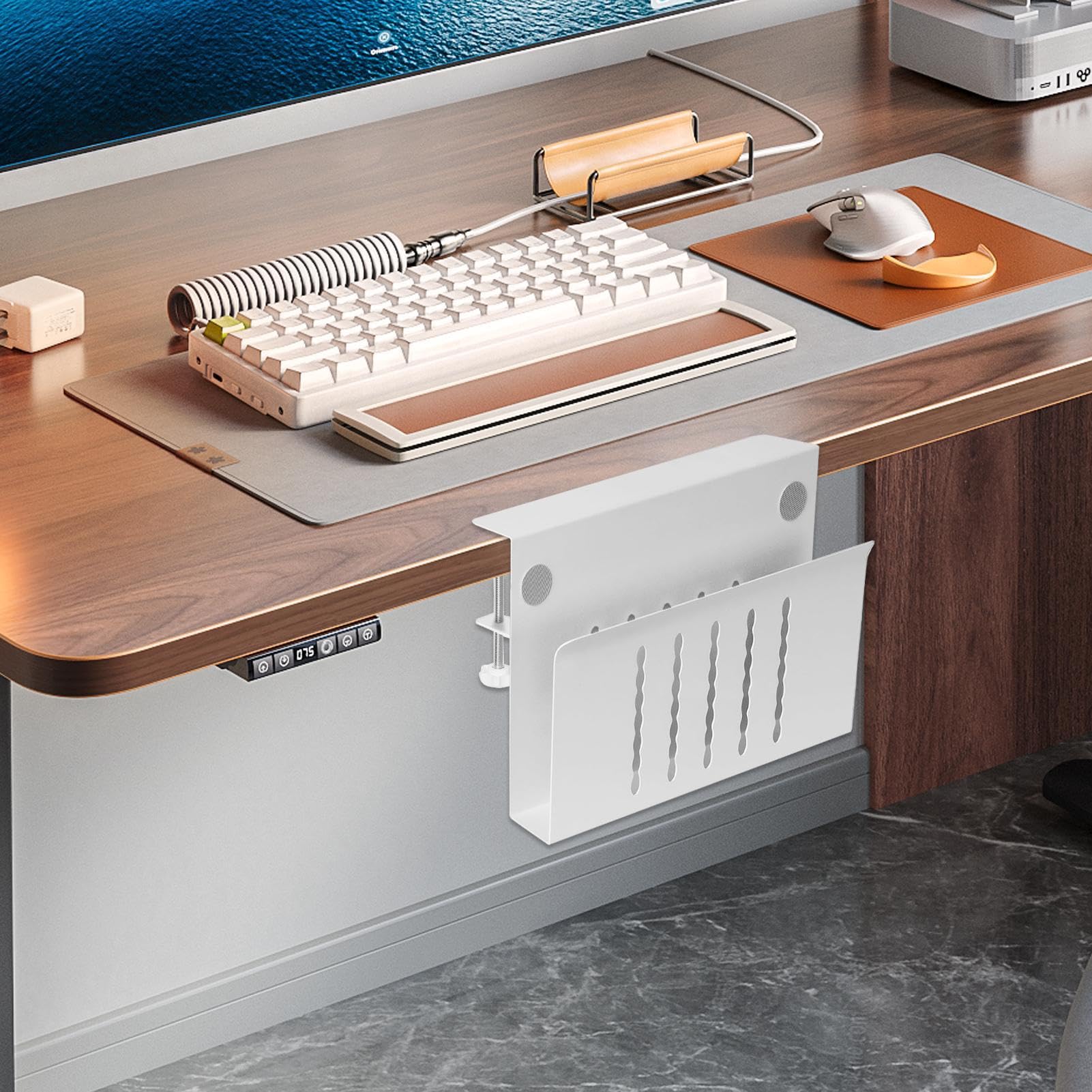 Organizer da scrivania | Supporto verticale per laptop in lega di | alluminio, organizer da scrivania multifunzionale per computer portatile, dissipazione del calore, supporto laterale per scri
