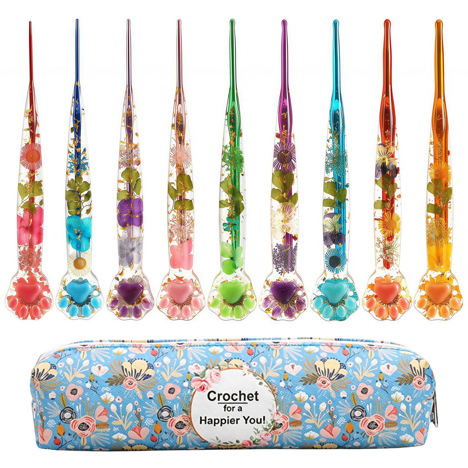Tsophreniq Cats Paws Print Crochet Hook Set with Ergonomic Resin Handle and Multiple Metal Hook for Knitting Projects Ergonomic Crochet Fasteners