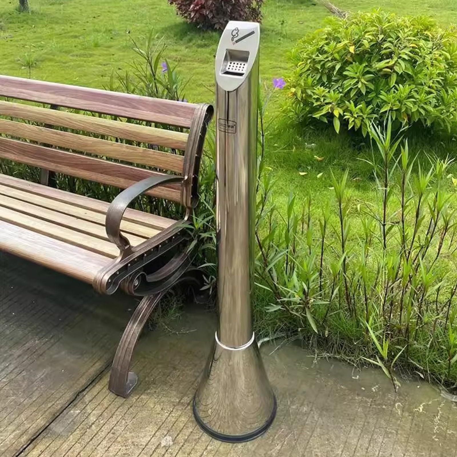 Popielniczka podłogowa ze stali nierdzewnej - wysokość 113 cm, stojak na śmieci na taras i do użytku komercyjnego