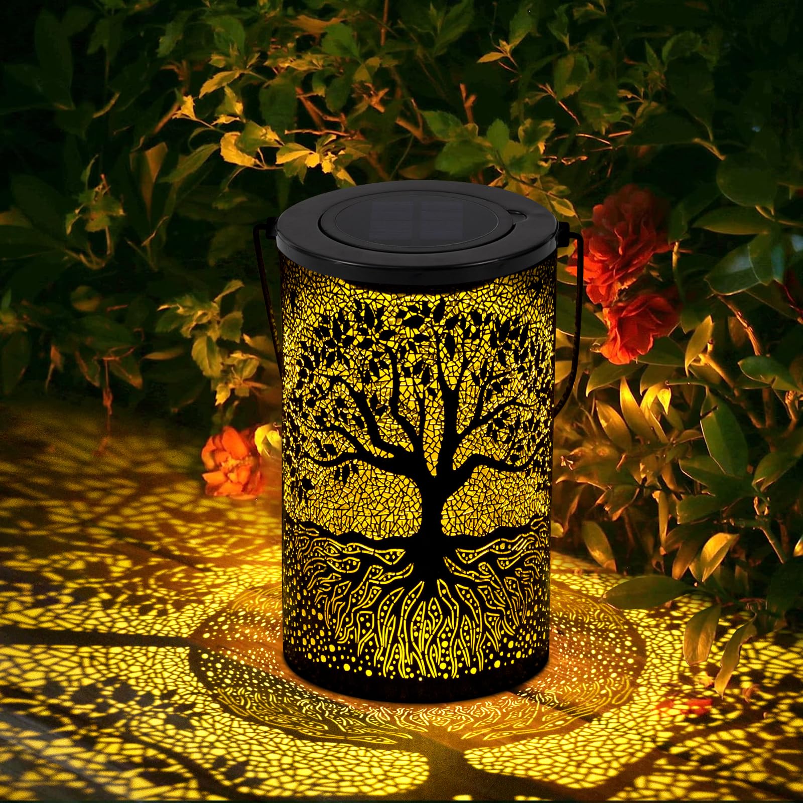 Fastruggle Women's Black Mother's Day Solar Lanterns Outdoor Waterproof Hanging, Tree Of Life Decorative Light Christmas Gifts For Mom Grandma, Garden Decor For Garden Patio Yard Lawn Backyard Frontyard Porch Street