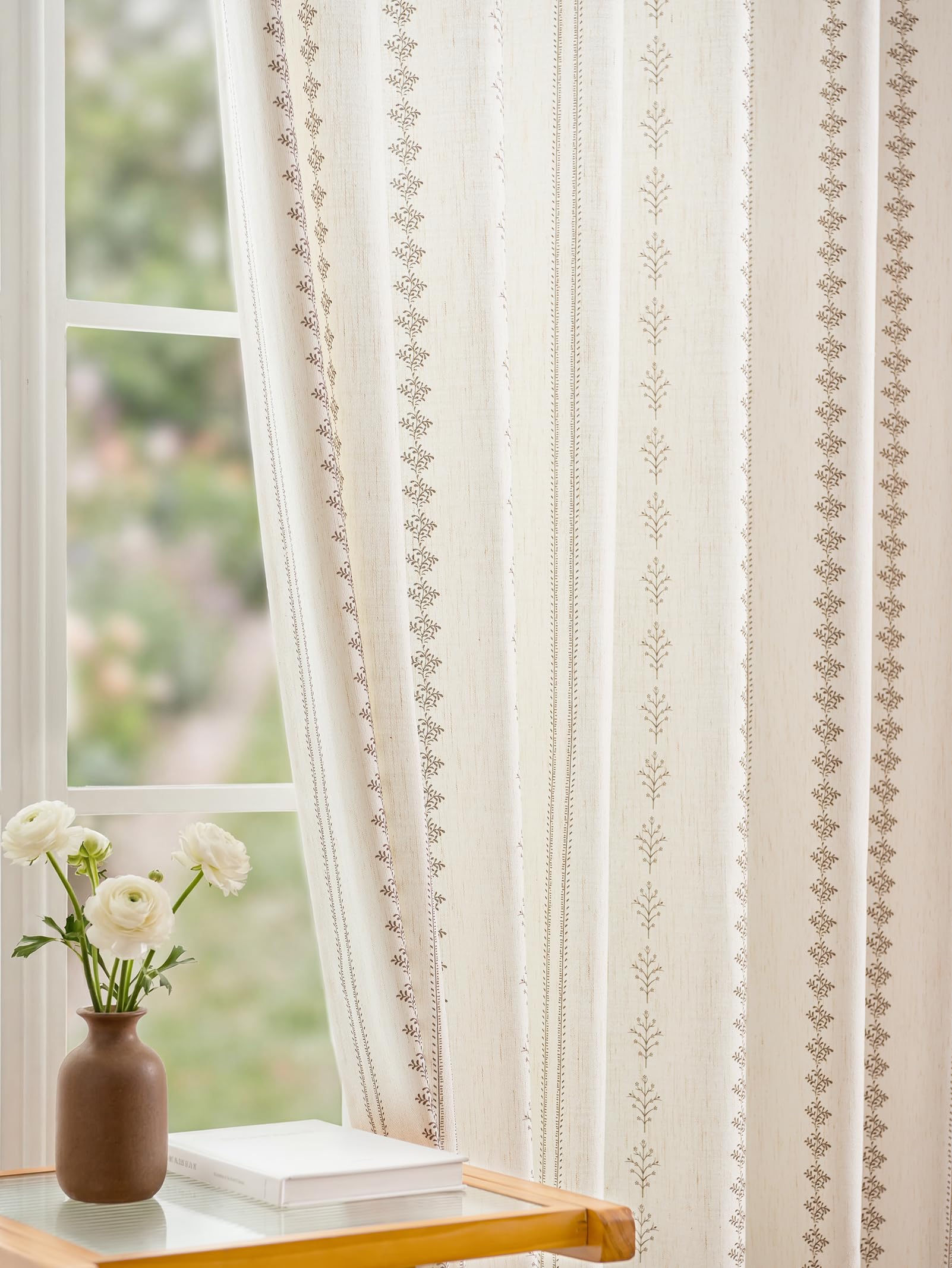 Navy Blue Floral Curtains - Vintage Farmhouse Drapes -17