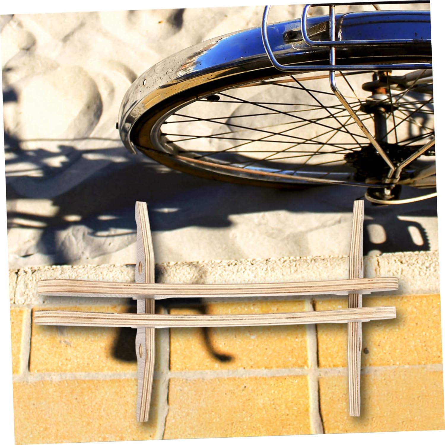 Portable Wooden Bike Stand Easy Installation Sturdy Construction and Stable Support for Indoor Cycling and Scooter Parking Compatible Road Bikes