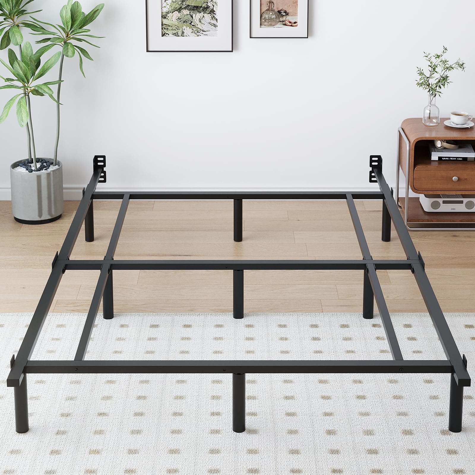 Mashomdec Queen Metal Bed Frame, 7 Inch Low Heavy Duty Platform Bed Frames Queen Size for Box Spring and Mattress, Easy Assembly, Noise-Free,
