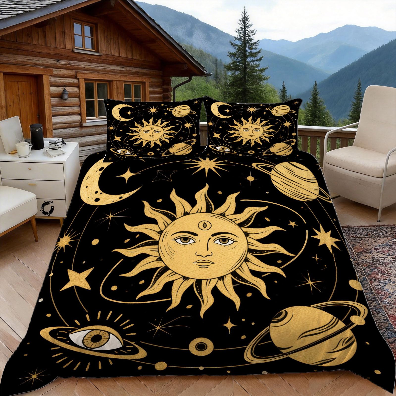 Housse de couette 200x200 corps célestes pour des nuits étoilées