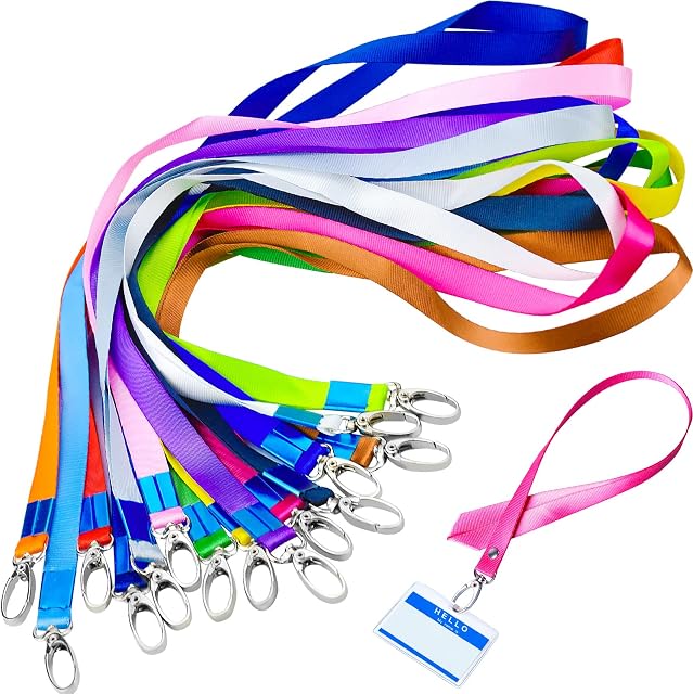 GOOHOME 15 Pcs Office Lanyard Lanyards for Neck with Swivel Metal Clip Mixed Colours Neck Lanyard Strap for ID Card Holder Phone Keys Whistles Phone Badge Holder (Colorful)