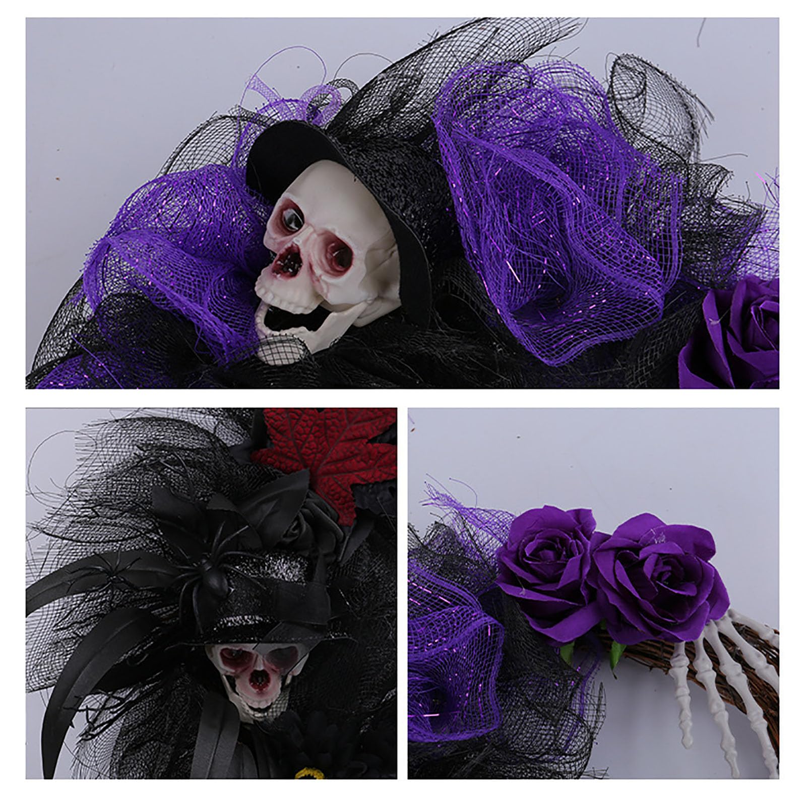 Wieniec Halloween z Czaszką i Rękami Szkieletu Straszny