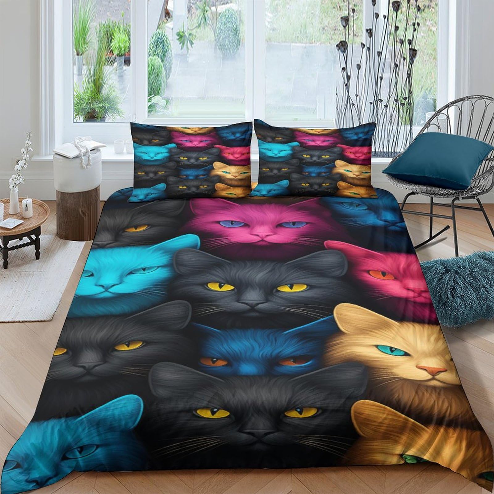 Housse de couette motif chat 220x240 cm pour des nuits douces pleines de tendresse