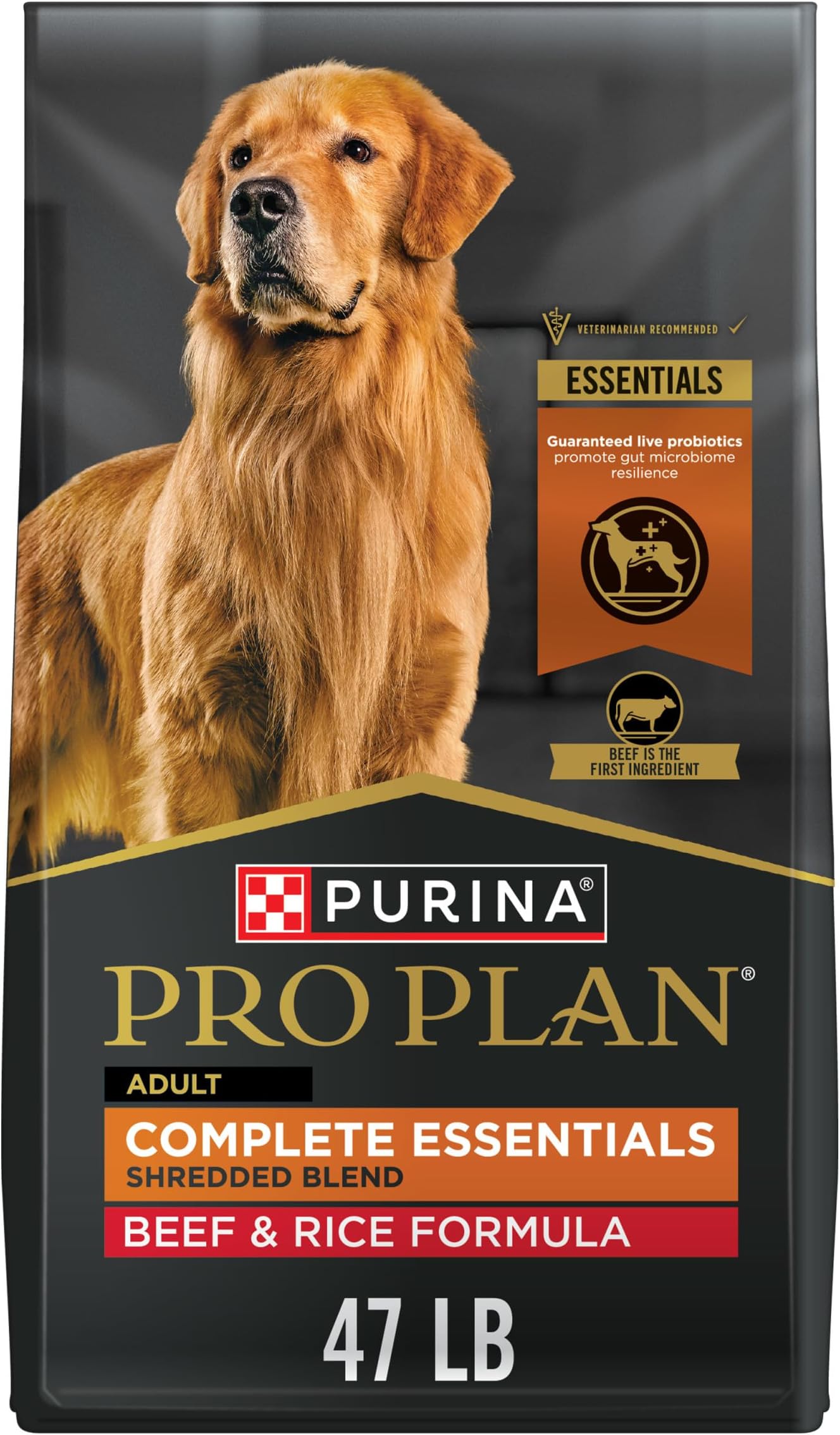 Complete Essentials Shredded Blend Beef and Rice Dog Food Dry Formula with Probiotics for Dogs - 47 lb. Bag