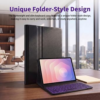 Backlit Keyboard Case for Samsung Galaxy Tab S11 5G 11 Inch 2025 Model (SM-X730/X736B) with Screen Protector, Wineecy 7 Colors Light Detachable Wireless Keyboard PU Leather Folio Case for 11 Tab S11