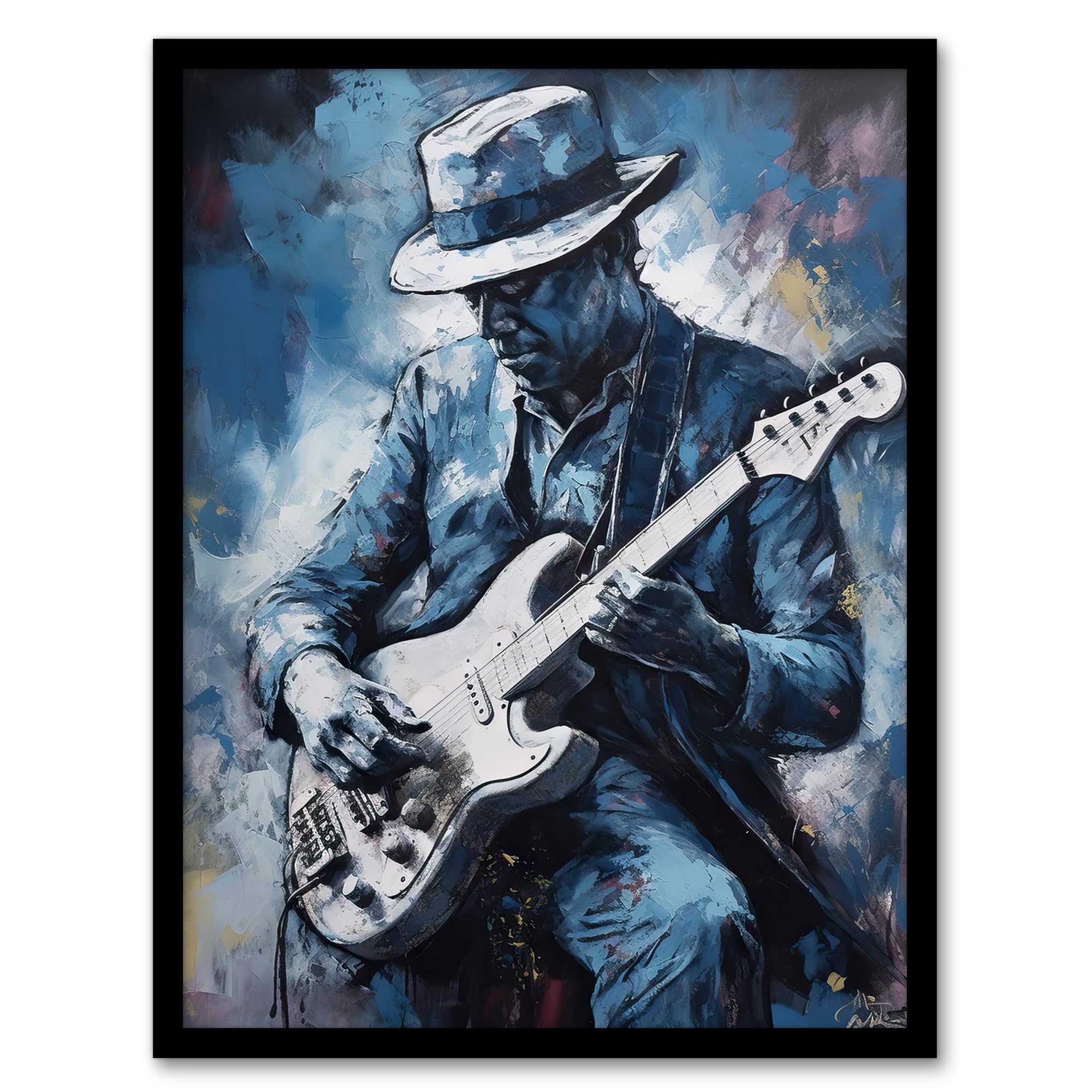 Amazon.com: Artery8 Guitarist Playing The Blues Oil Painting