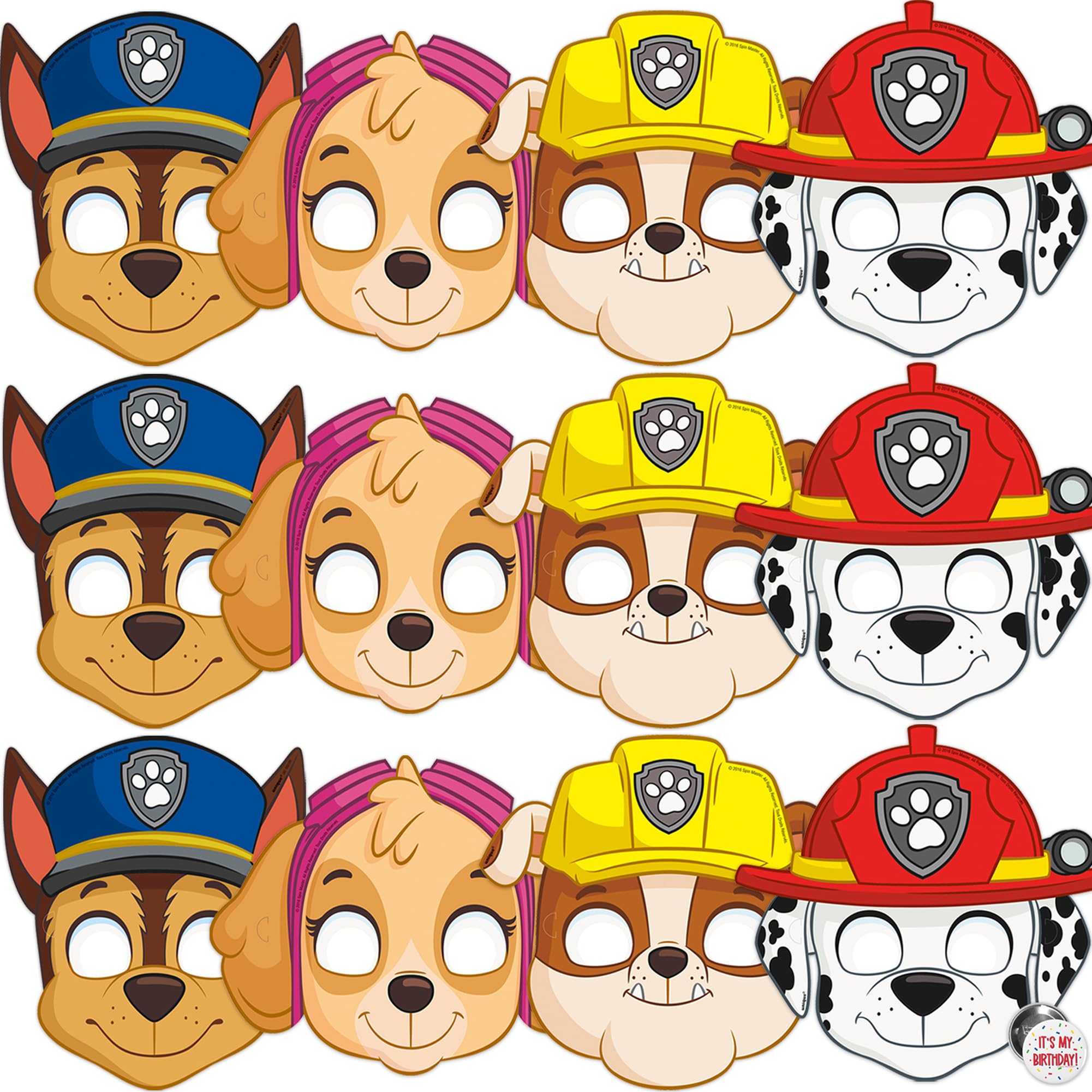 Unique Paw Patrol Party Favors and Birthday Decorations | Paw Patrol Masks 16 Pack | Officially Licensed Party Supplies