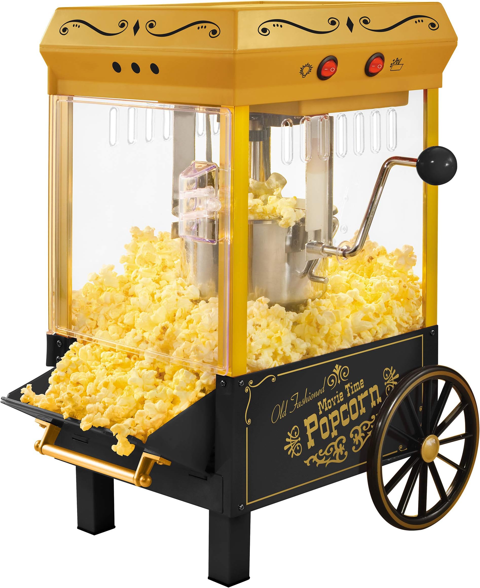 Nostalgia Vintage Table-Top Popcorn Maker, 10 Cups, Hot Air Popcorn Machine with Measuring Cap, Oil Free, Black