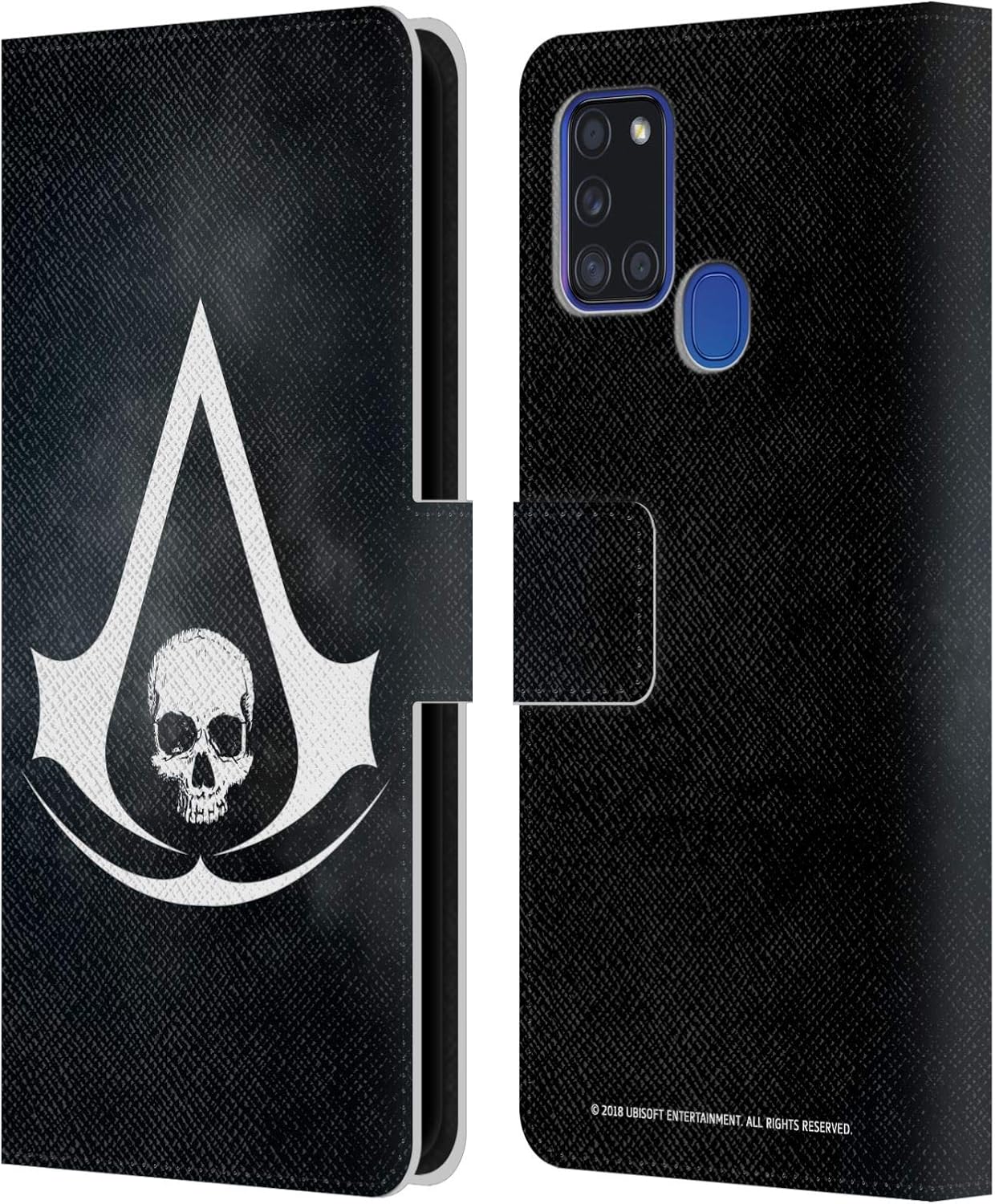 Head Case Designs Officially Licensed Assassin's Creed White Black Flag Logos Leather Wallet Case Compatible with Samsung Galaxy A21s (2020)