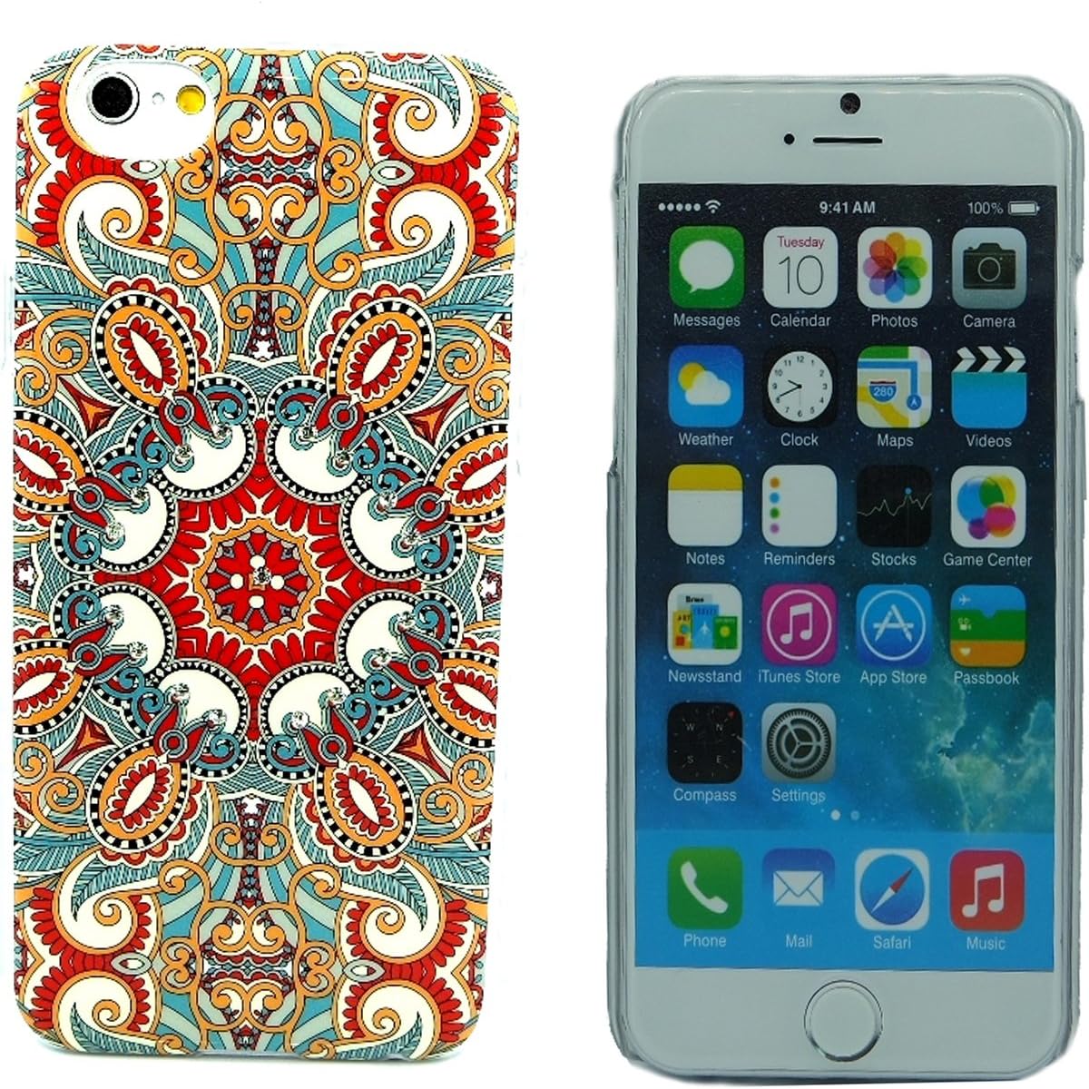 "Beckberg" Swarovski Crystal Studded Color Picture Hard Shell Case for iPhone 6 (4.7 Inch Screen) (BKBG-I6-3)