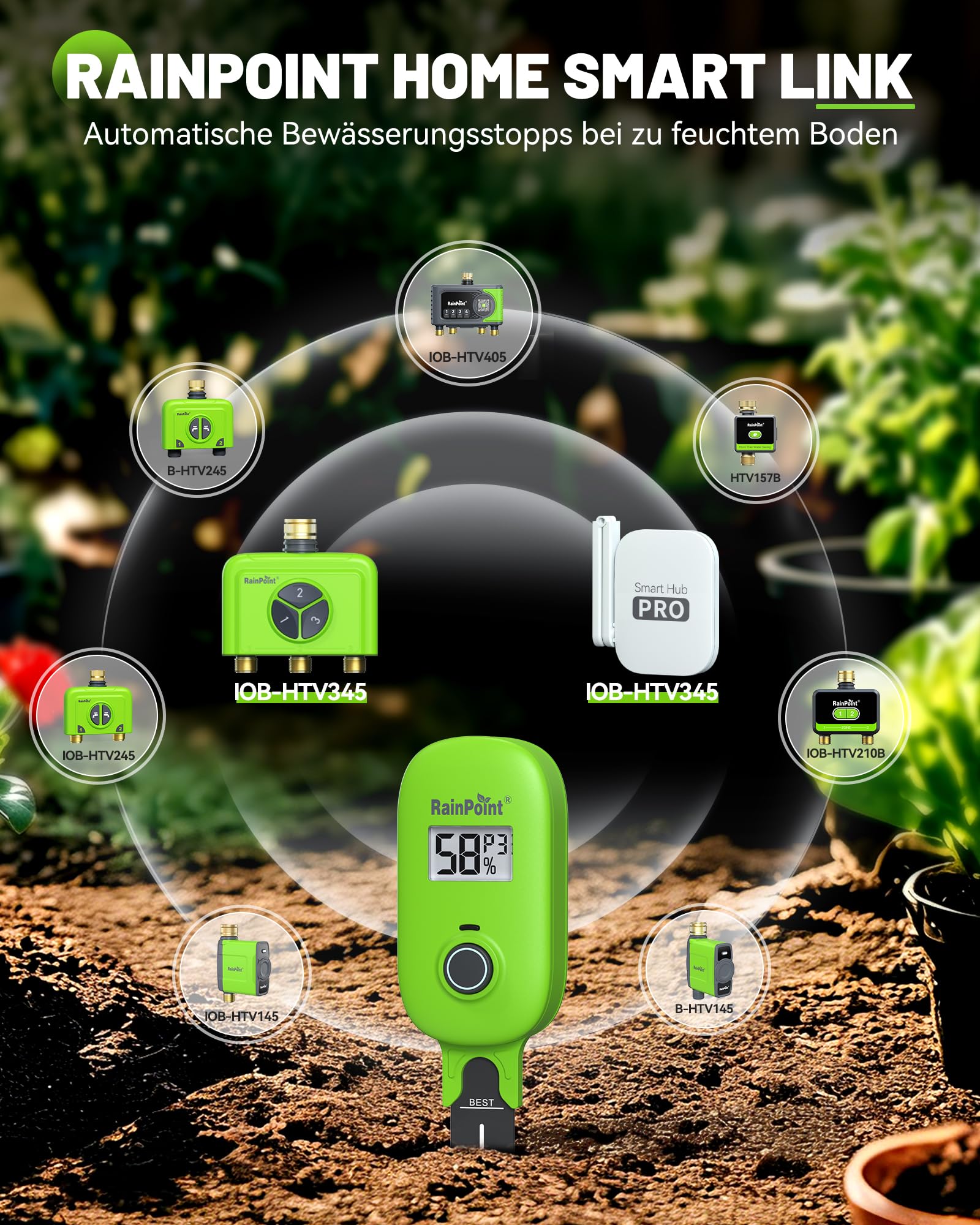 RAINPOINT Bewässerungscomputer WLAN 3 Ausgänge mit Gateway, Messing EIN- und Ausgang, App- & Sprachsteuerung, Automatische Regenverzögerung Bewässerungssystem für Garten und Rasen