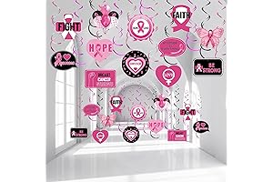 24 Breast Cancer Awareness Hanging Swirls for Party Ceiling Decorations
