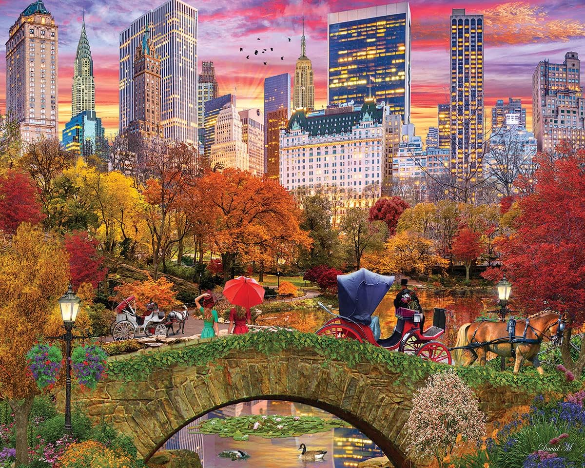 White Mountain 1000 Pieces Jigsaw Puzzle New York Central Park State Fall Scene Puzzles Large Pieces Gift for Adults and Family 24" x30