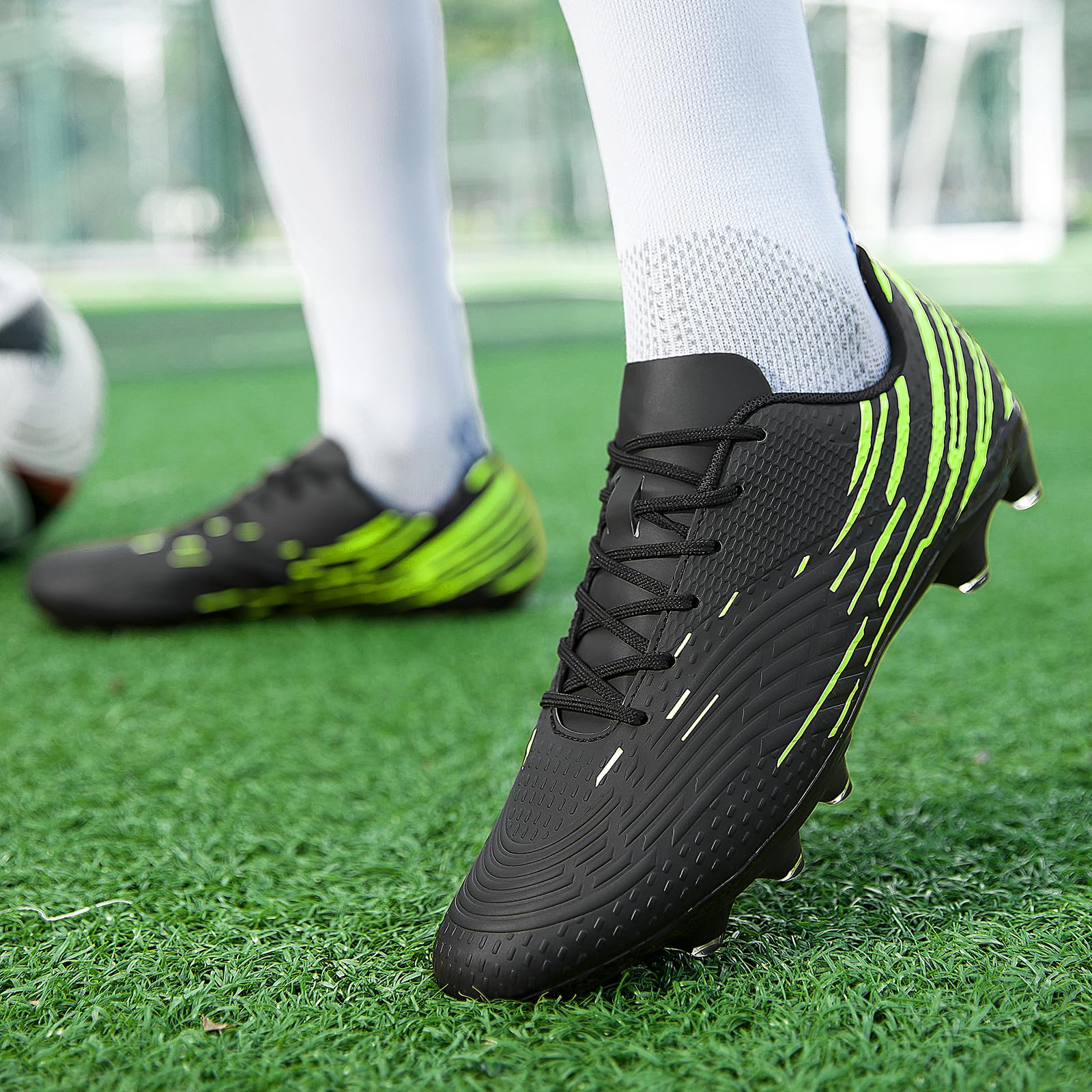 DimaiGlobal Scarpe da Calcio con Tacchetti​​ Uomo Donna Professionali Scarpe da Calcetto per Prato Artificiale Futsal e Allenamento per Interno/Esterno - Antiscivolo Junior