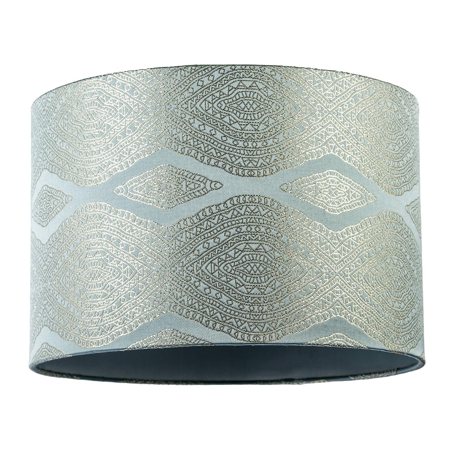 Rackhams Blue/Light/Silver Sophisticated Duck Egg Lamp Shade With Intricate Geometric Pattern