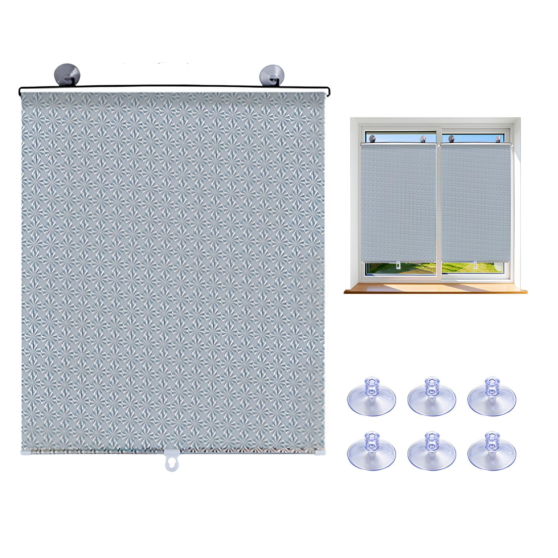 Blackout Shades No Drill, Retractable Roller Blinds with Suction Cups