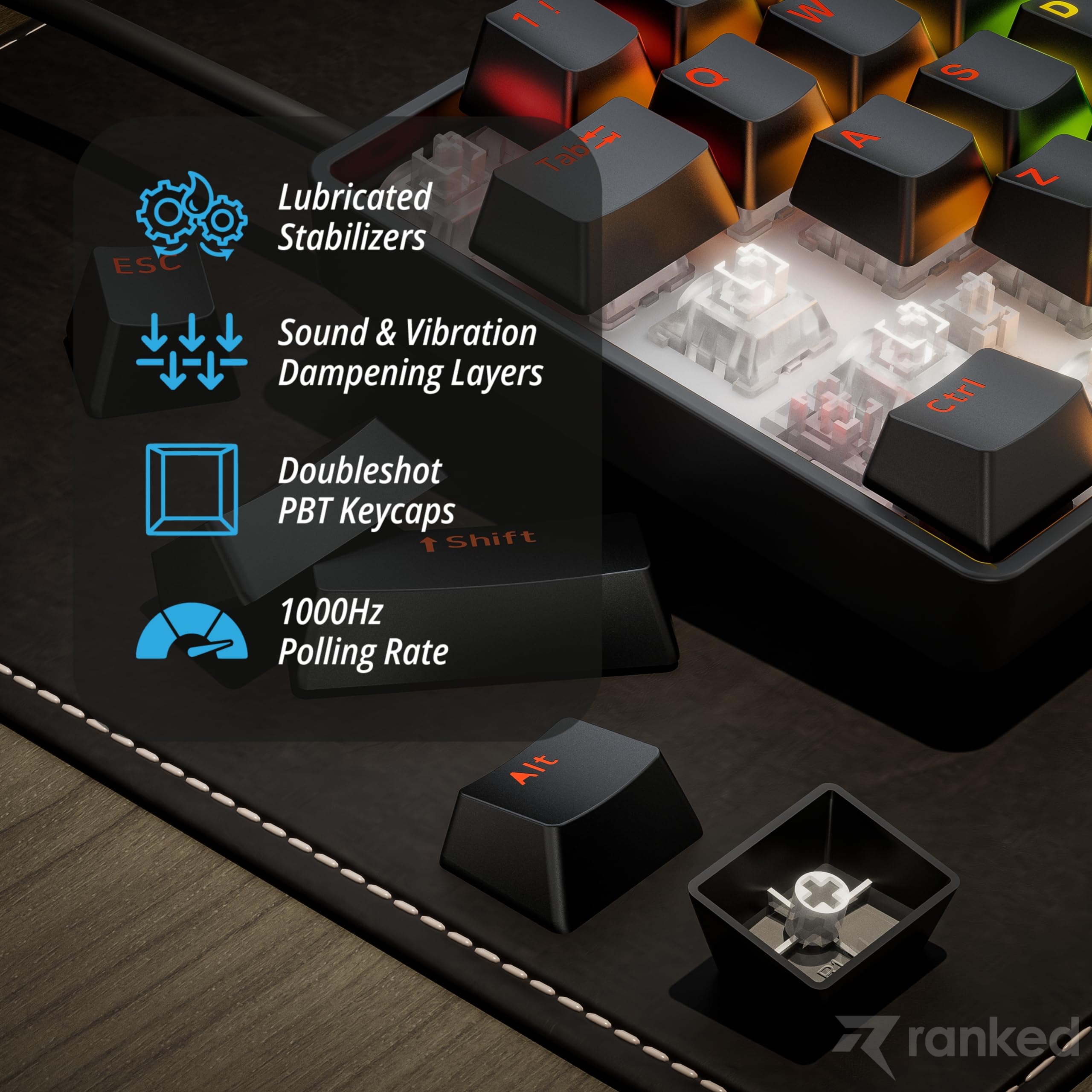 Ranked Master M65 HE 65% | Rapid Trigger Technologie | Clavier Gaming Mécanique Magnétique | 68 Touches RGB LED pour PC/Mac Gamer | Clavier Américain (Noir, Clear Switch)