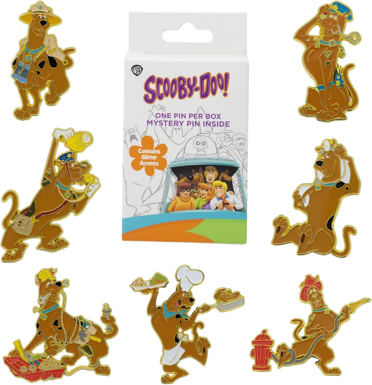 Scooby Doo Mystery Enamel Pin Blind Box Series, Scooby Doo as a Doctor, Detective, Policeman, Safari Adventurer, Chef, Construction Worker, or Firefighter image 2