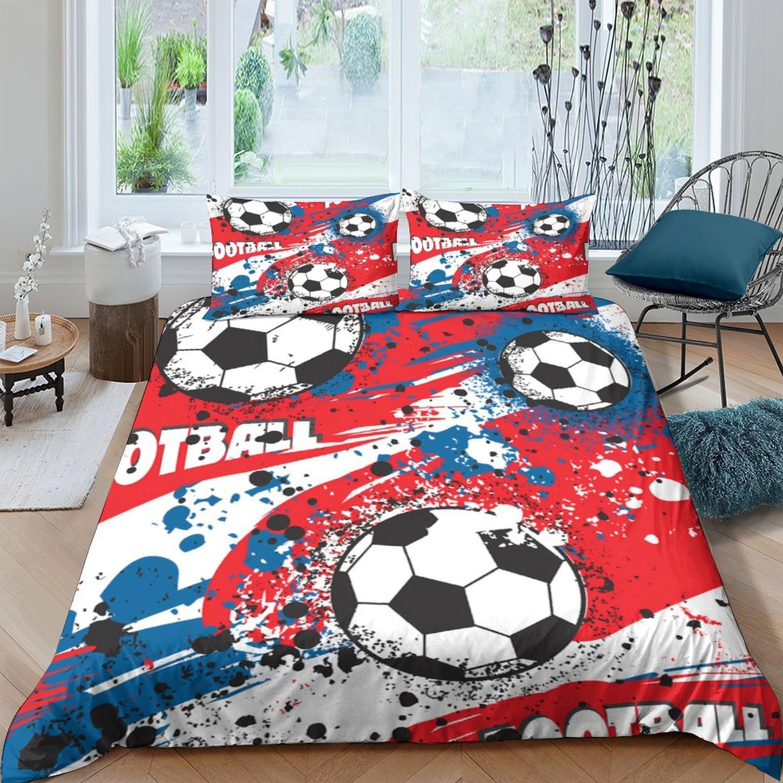 Parure de lit foot 3D housse de couette microfine ultra-douce 140x200 respirante ado