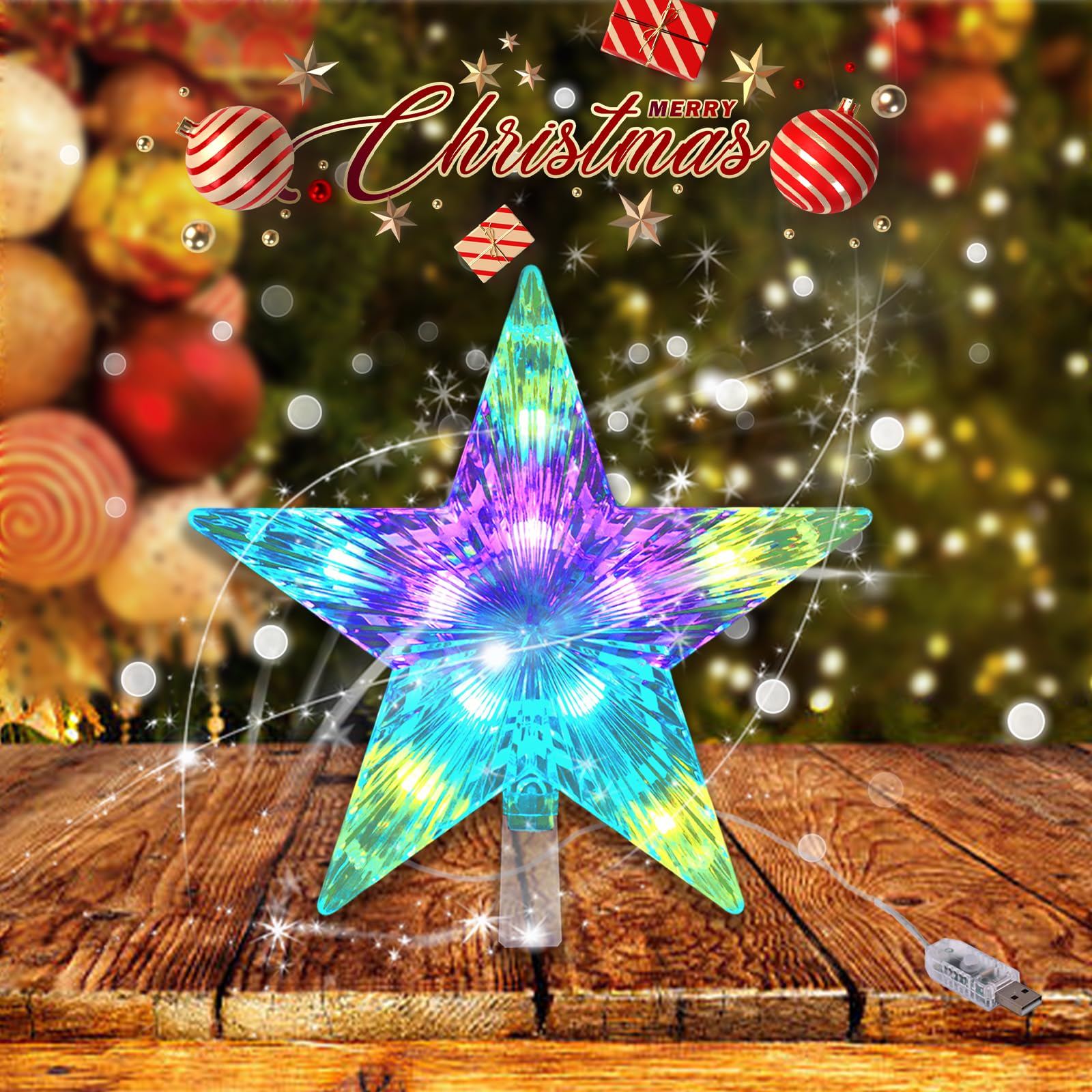 Luces para árbol de Navidad Befoxfo decorativas con luces LED brillantes y cable verde flexible