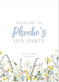 Manta Makes Personalised hen party sign | wildflower welcome hens party sign | hen party decor hen do sign | hen party print | hens party welcome to hen (A3 sign only)