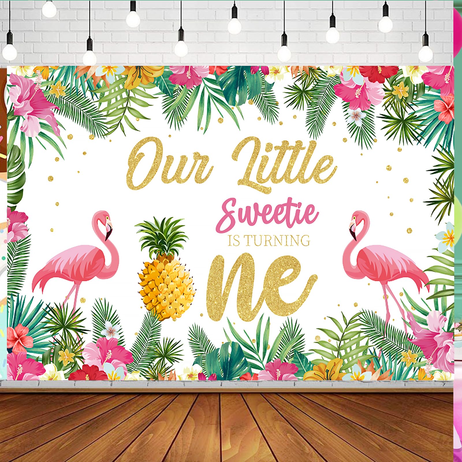 Hawaiian 1st Birthday Photo Banner For Girls - Aloha Monthly Milestone Banner Newborn To 12 Months - View #2
