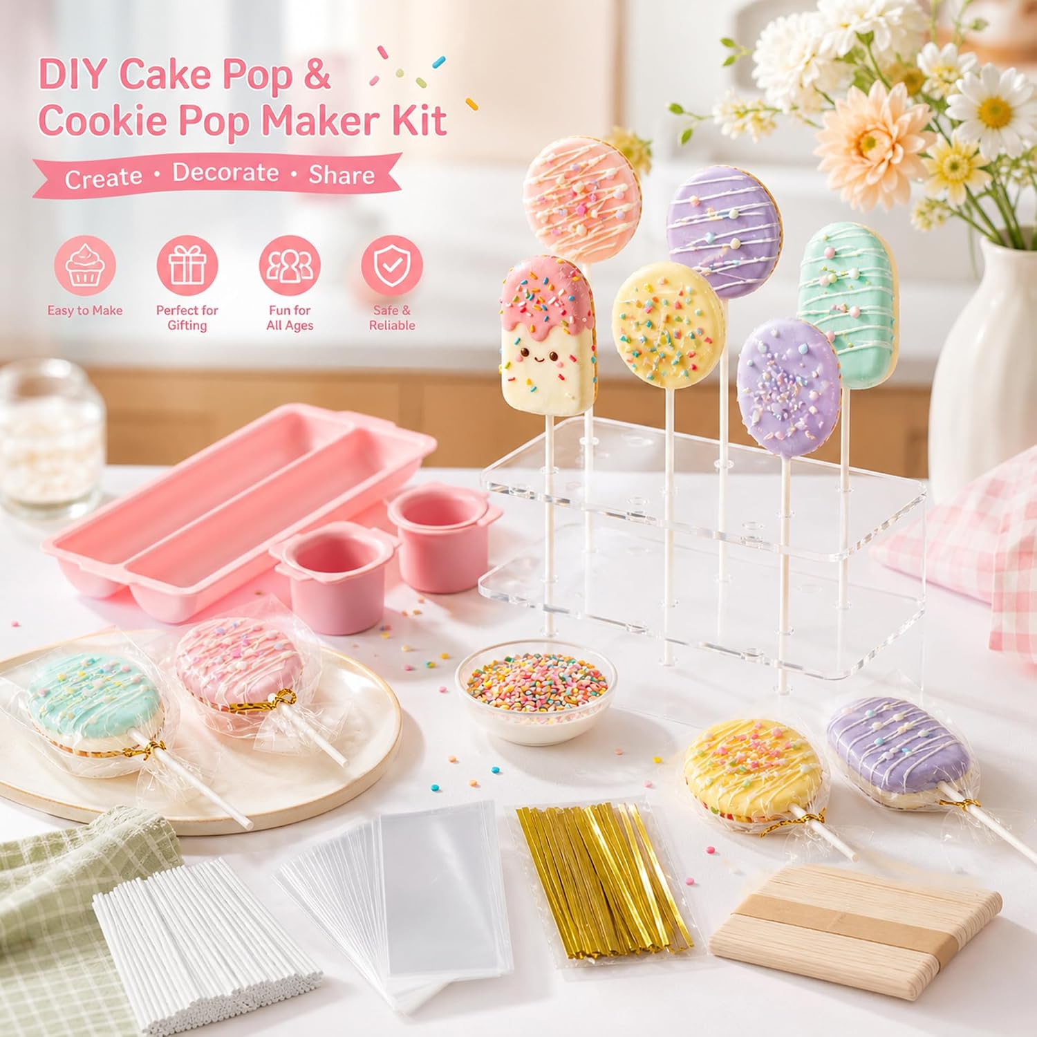 Cake Pop Mold Kit with Cutter, Cakesicle Mold, Stand & Baking Supplies （8） image 4