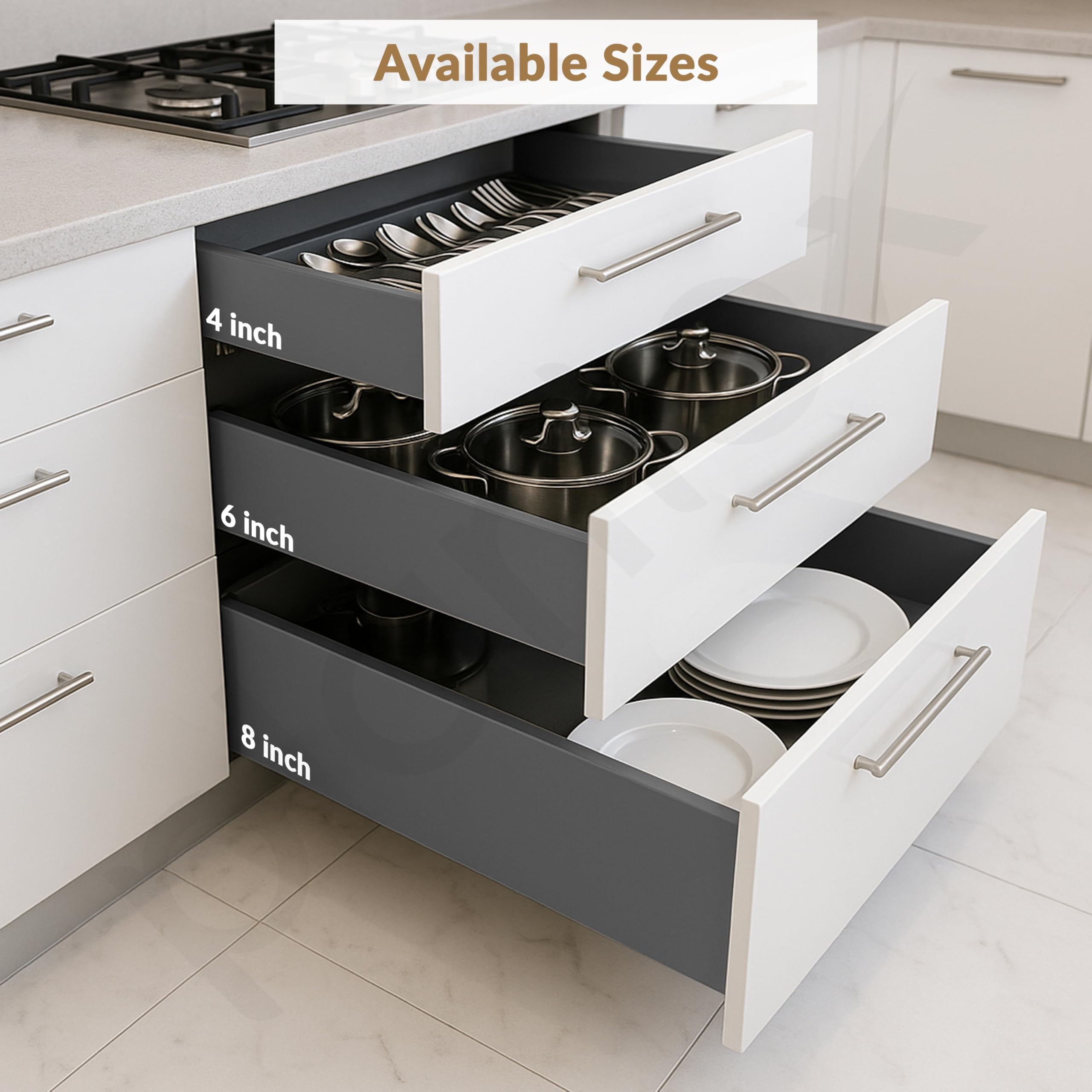 Plantex Tandem Box Drawer for Kitchen/Soft Close Tandem Box for Modular Kitchen/Tandem Basket/Load Capacity Upto 45 Kg - Grey (22 x 6 inch) — Amazon image 4