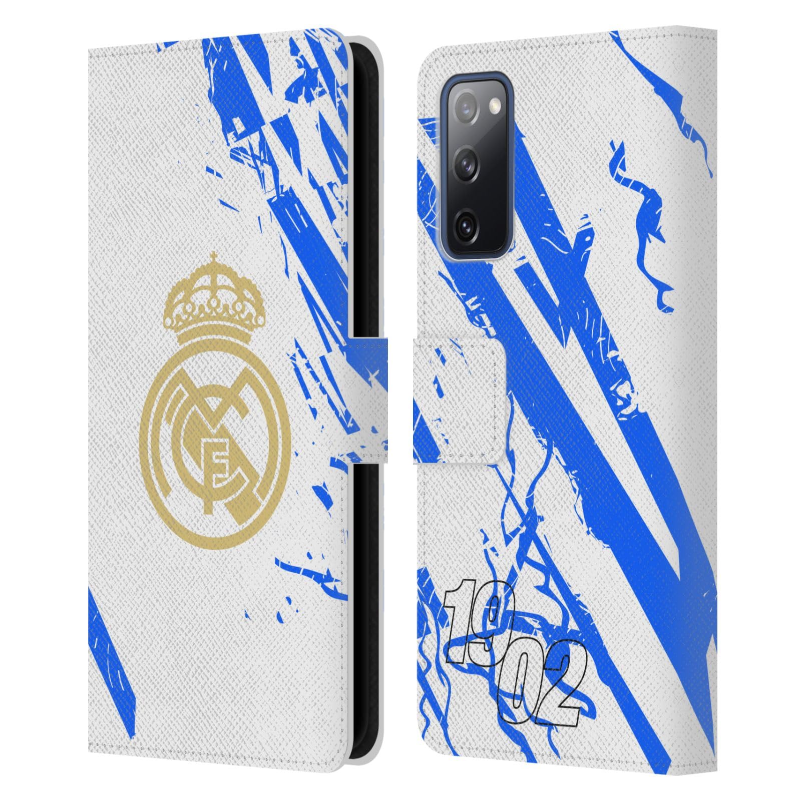 Head Case Designs Offizielle Real Madrid CF Weiß-Blau Urban Leder-Wallet-Hülle Kompatibel mit Samsung Galaxy S20 FE / 5G