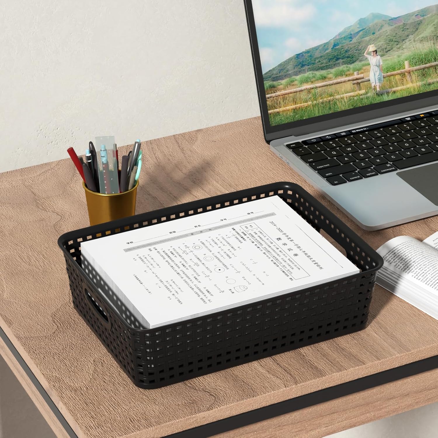 18 Packs Plastic Storage Basket Tays, Paper Basket for Office, Classroom, Kitchen - Image 7