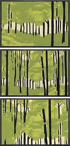 MUDECOR Lienzo enmarcado para pared, bosque de abedul verde vibrante, arte moderno, decorativo, colorido, chic para sala de estar, dormitorio,