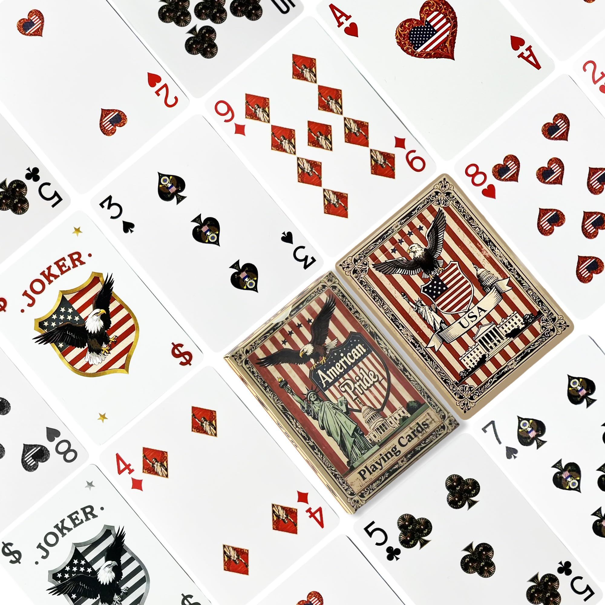 VZONE Patriotic-Themed Playing Cards, Standard Index, Premium
