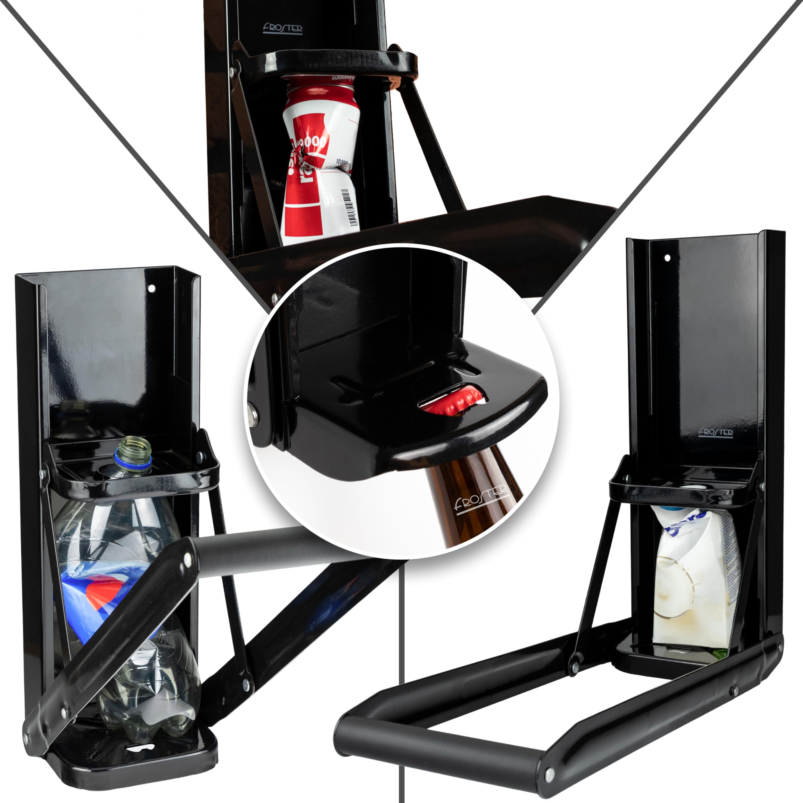 Froster Aplastador de Latas y Botellas, Prensa Grande para Aplastar Botellas de Plástico 0,5-2 l, Latas de Aluminio, y Envases de Cartón
