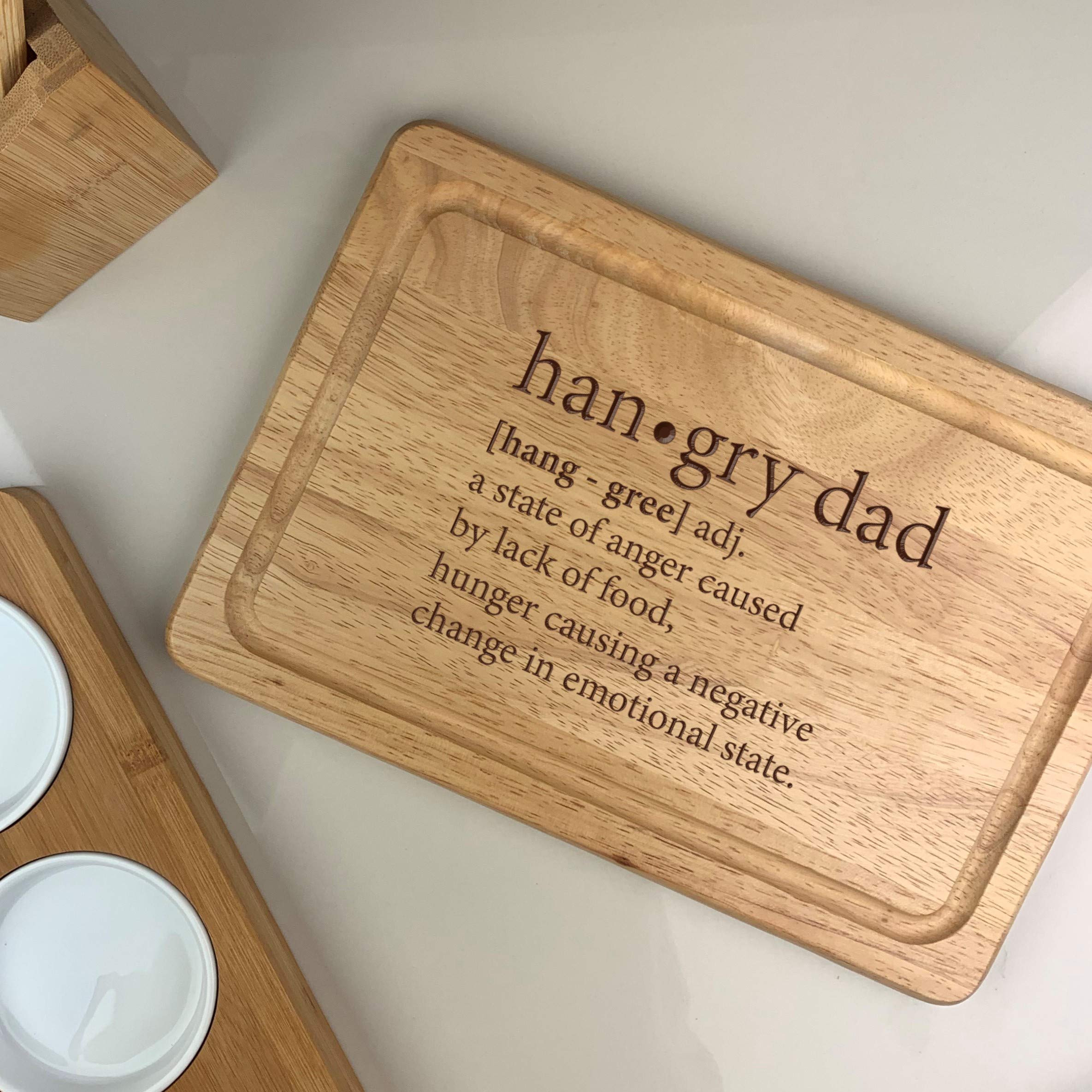 eBuyGB Personalised Cheeseboard Wooden Hangry Dad Dictionary Definition Rectangle Chopping Board, Wood, Without Message on Back - Image 2
